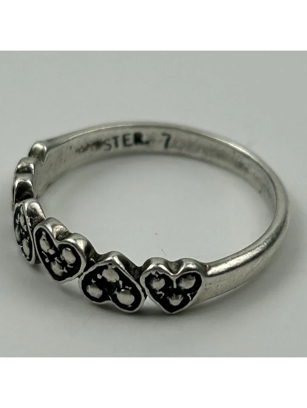 Boho Sterling Silver Multi Heart Stack Ring Size 6.5 Vintage Marcasite READ #111